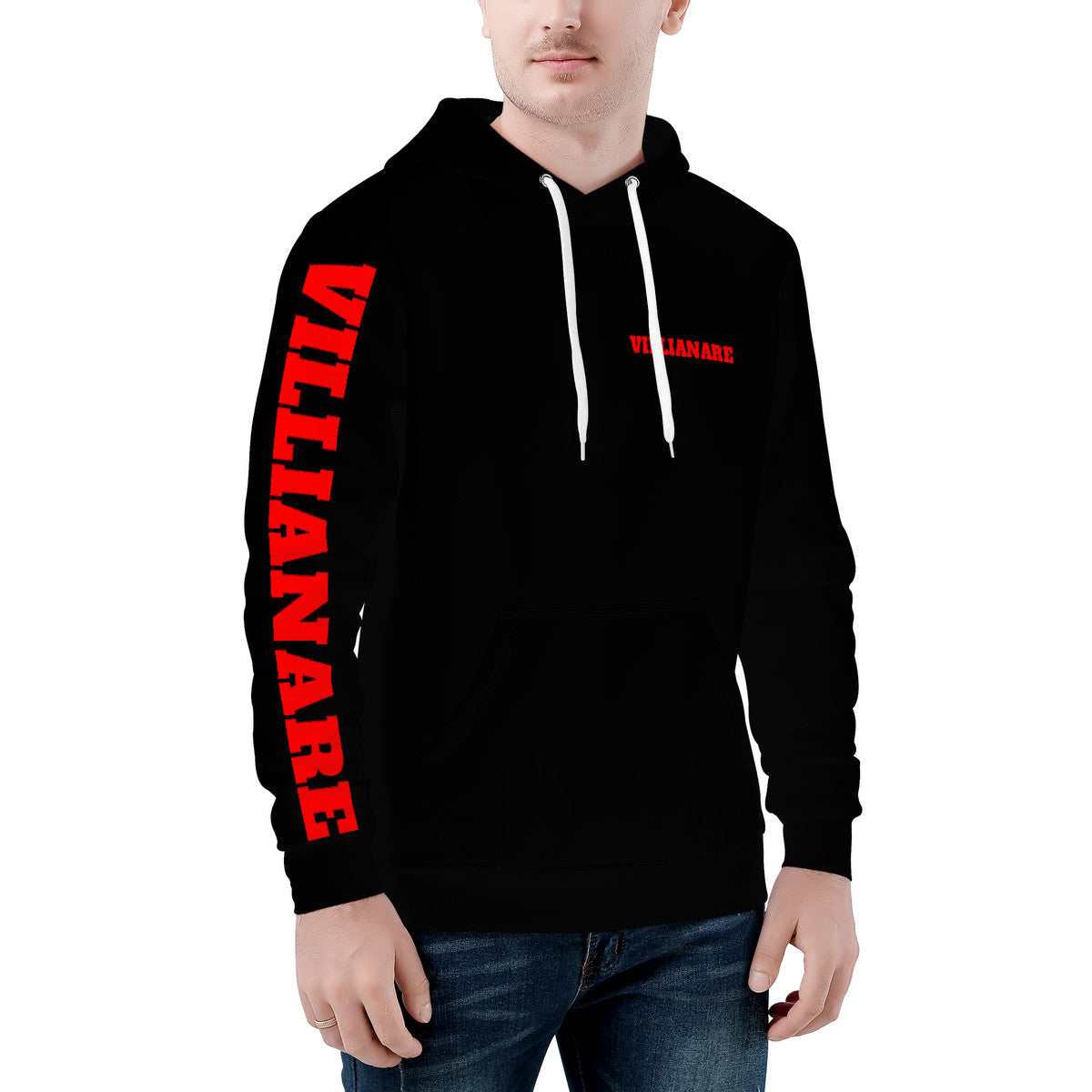 VILLIANARE BLACK AND RED All Over Print Hoodie
