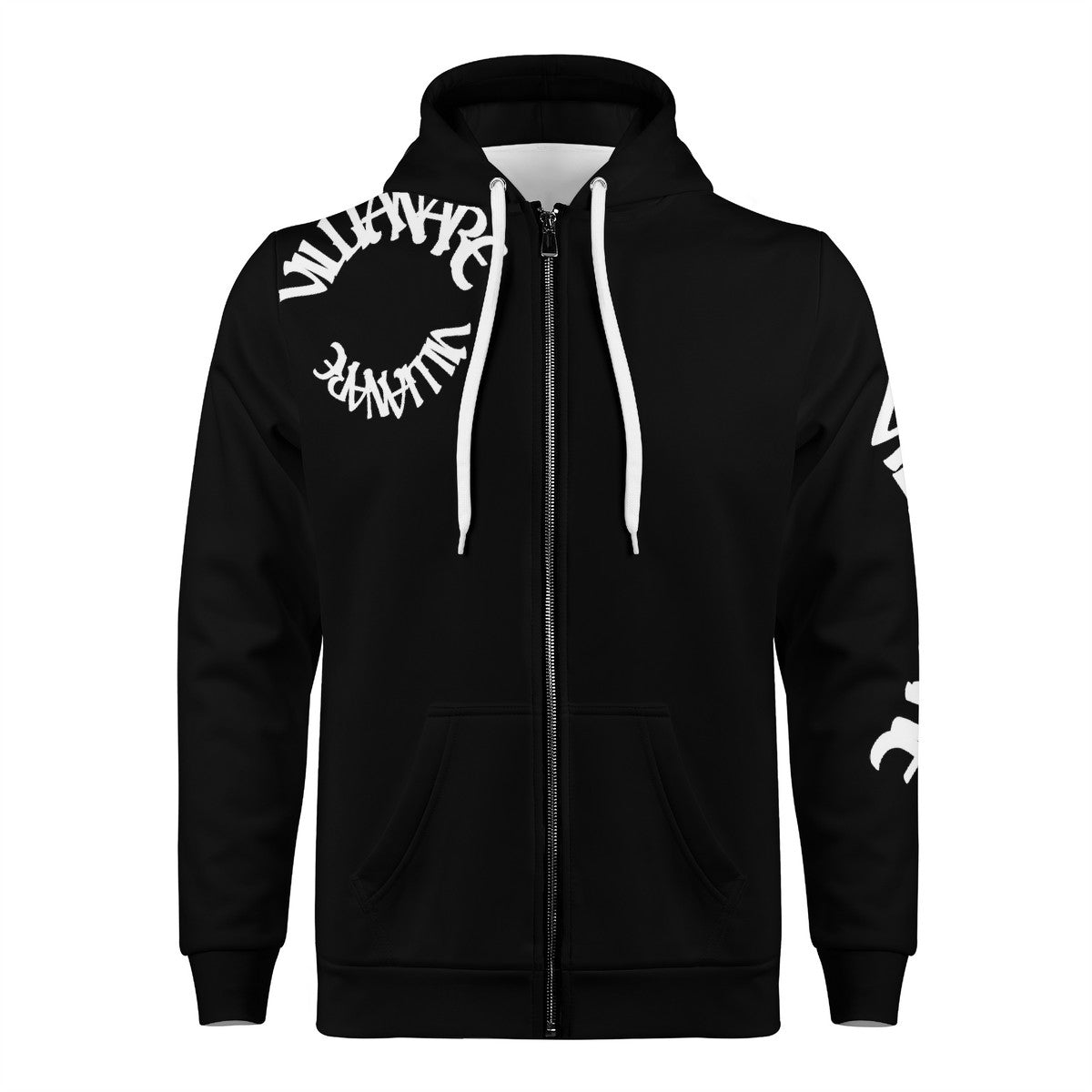 VILLIANARE  Men'sBLACK AND WHITE ALADIN PRINT  All Over Print Zip Hoodie