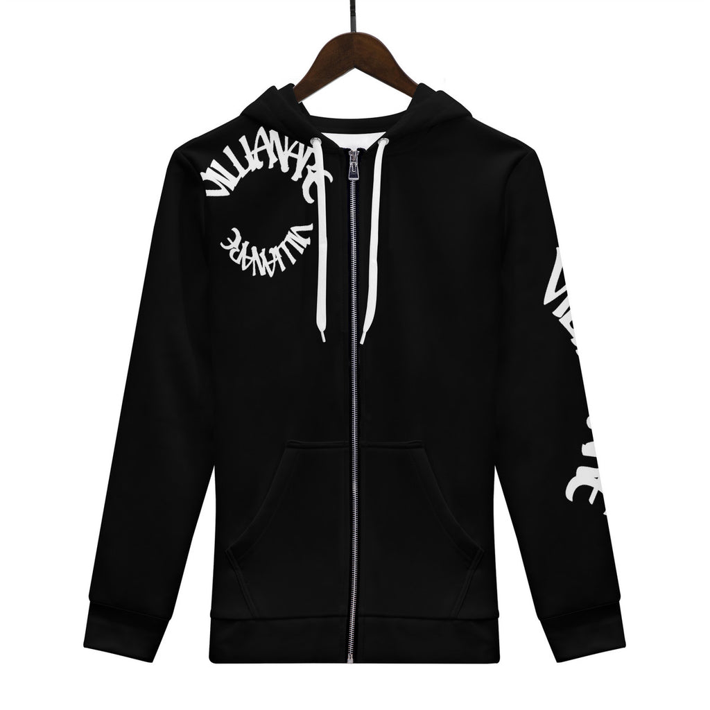 VILLIANARE  Men'sBLACK AND WHITE ALADIN PRINT  All Over Print Zip Hoodie