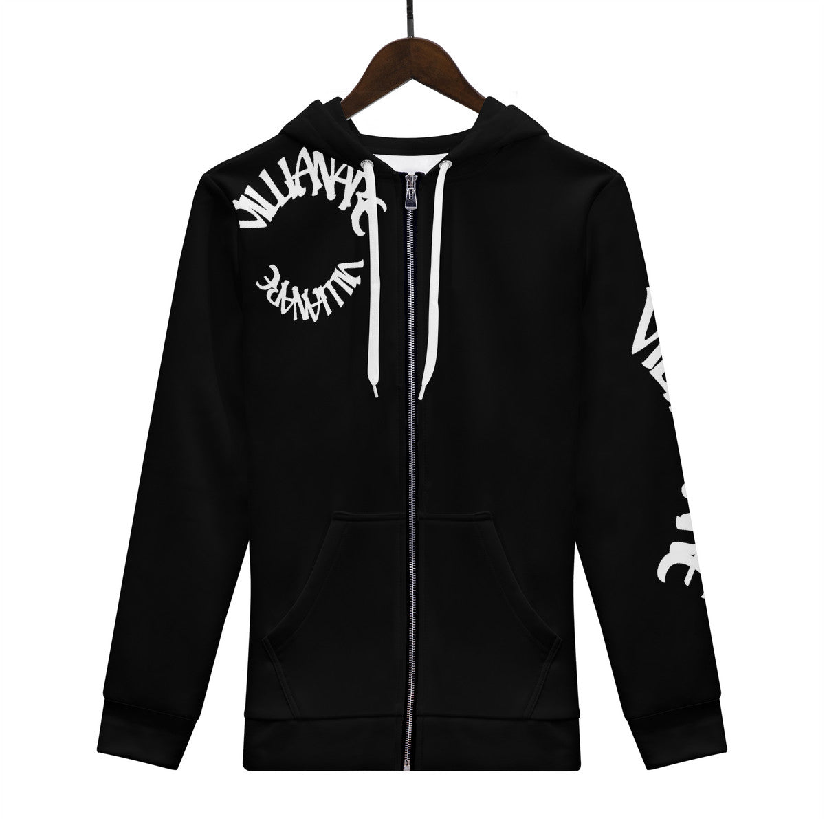 VILLIANARE  Men'sBLACK AND WHITE ALADIN PRINT  All Over Print Zip Hoodie