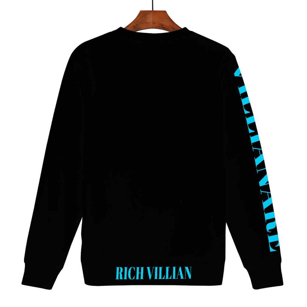 Villianare Men's Turquoise All Over Print Sweater