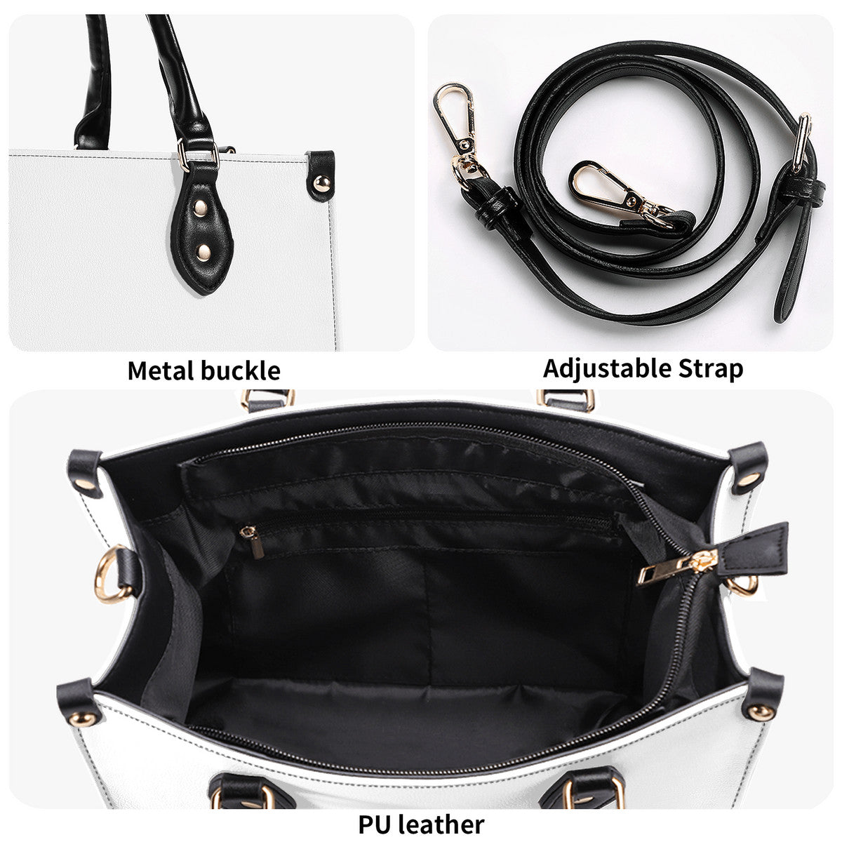 VILLIANARE WHITE  BLACK LETTER Women Leather Handbag