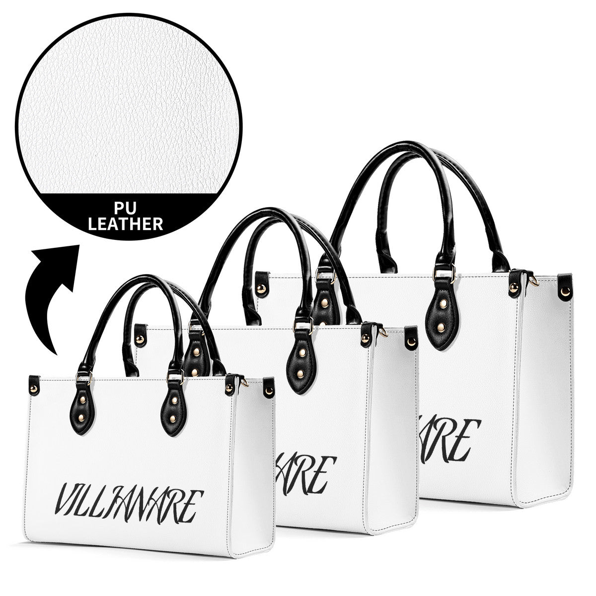 VILLIANARE WHITE  BLACK LETTER Women Leather Handbag