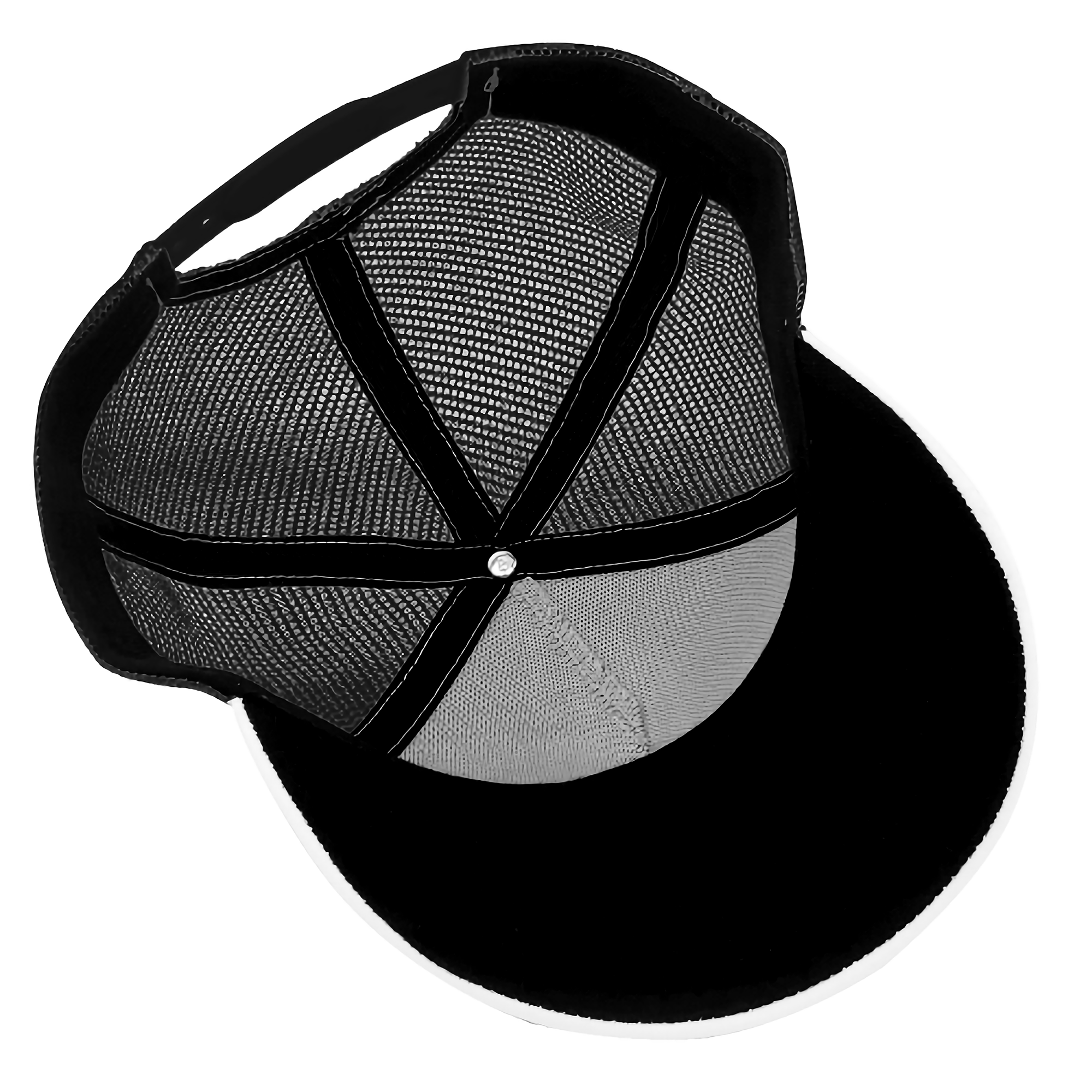 VILLIANARE BLACK WHITE LETTER Curved Brim Mesh Baseball Cap