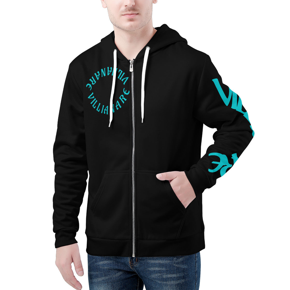 VILLIANARE MIDNIGHT BLUE Men's All Over Print Zip Hoodie
