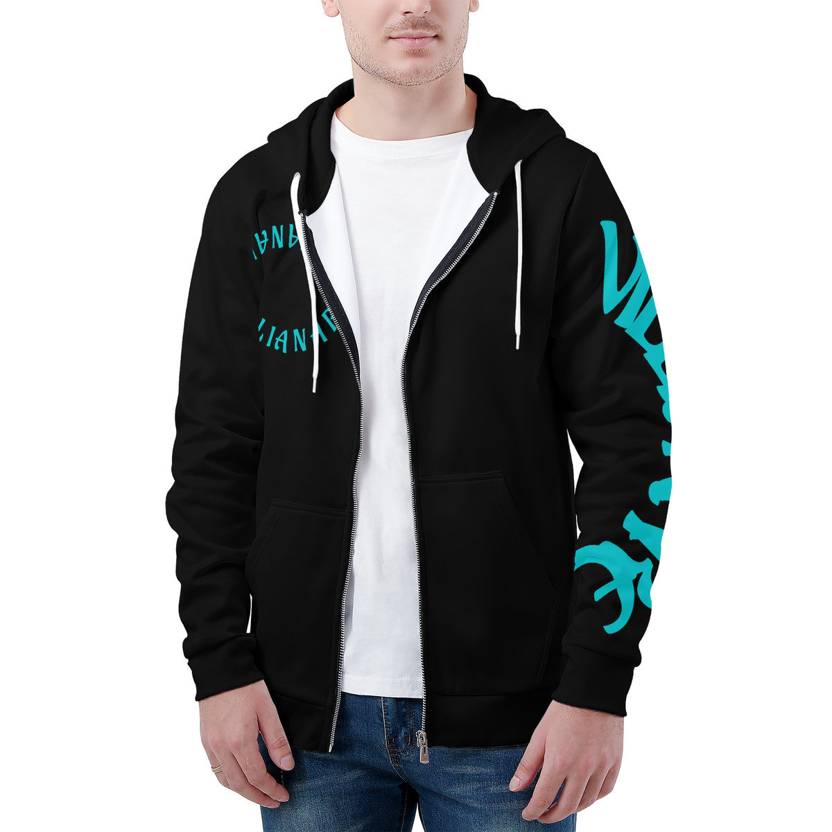 VILLIANARE MIDNIGHT BLUE Men's All Over Print Zip Hoodie