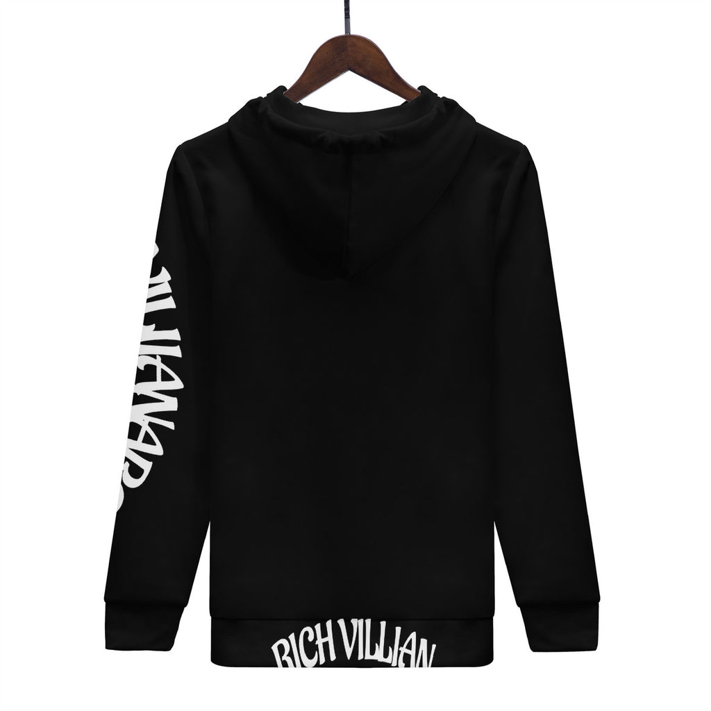 VILLIANARE  Men'sBLACK AND WHITE ALADIN PRINT  All Over Print Zip Hoodie