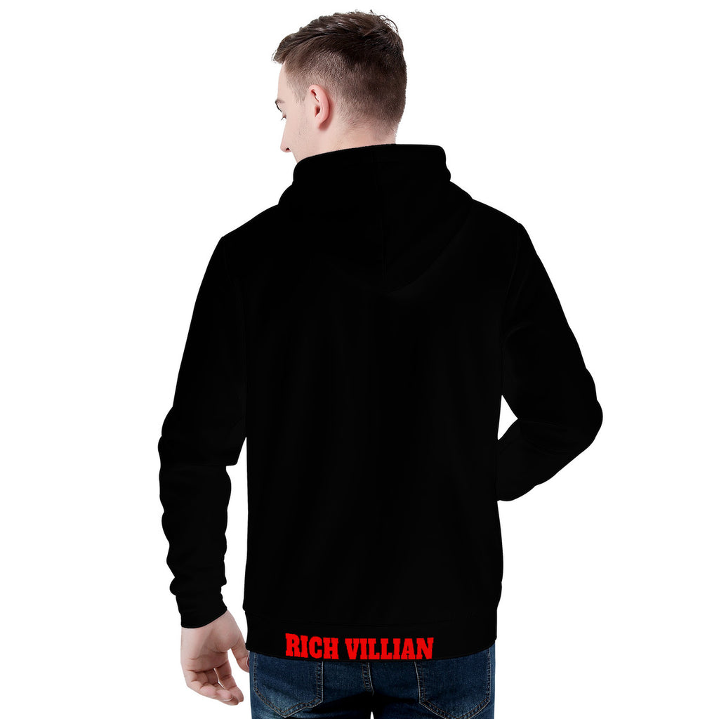 VILLIANARE BLACK AND RED All Over Print Hoodie
