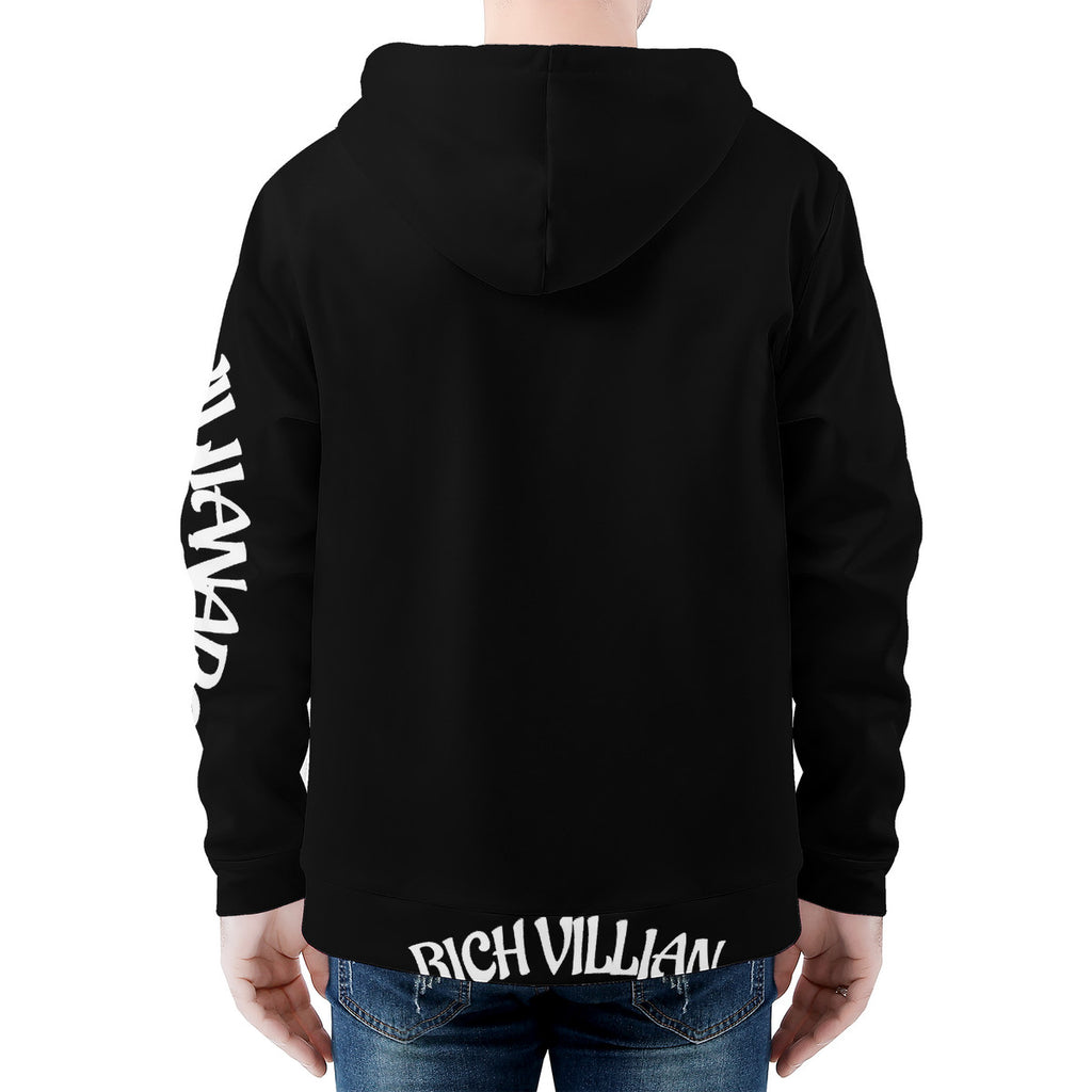 VILLIANARE  Men'sBLACK AND WHITE ALADIN PRINT  All Over Print Zip Hoodie