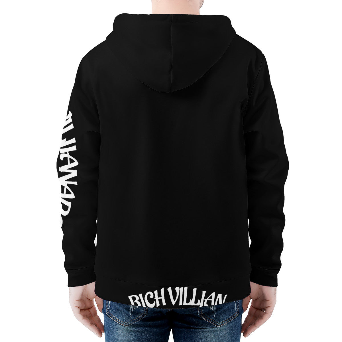 VILLIANARE  Men'sBLACK AND WHITE ALADIN PRINT  All Over Print Zip Hoodie