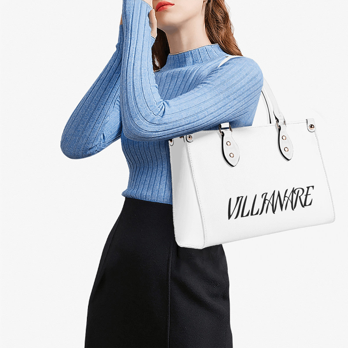 VILLIANARE WHITE  BLACK LETTER Women Leather Handbag