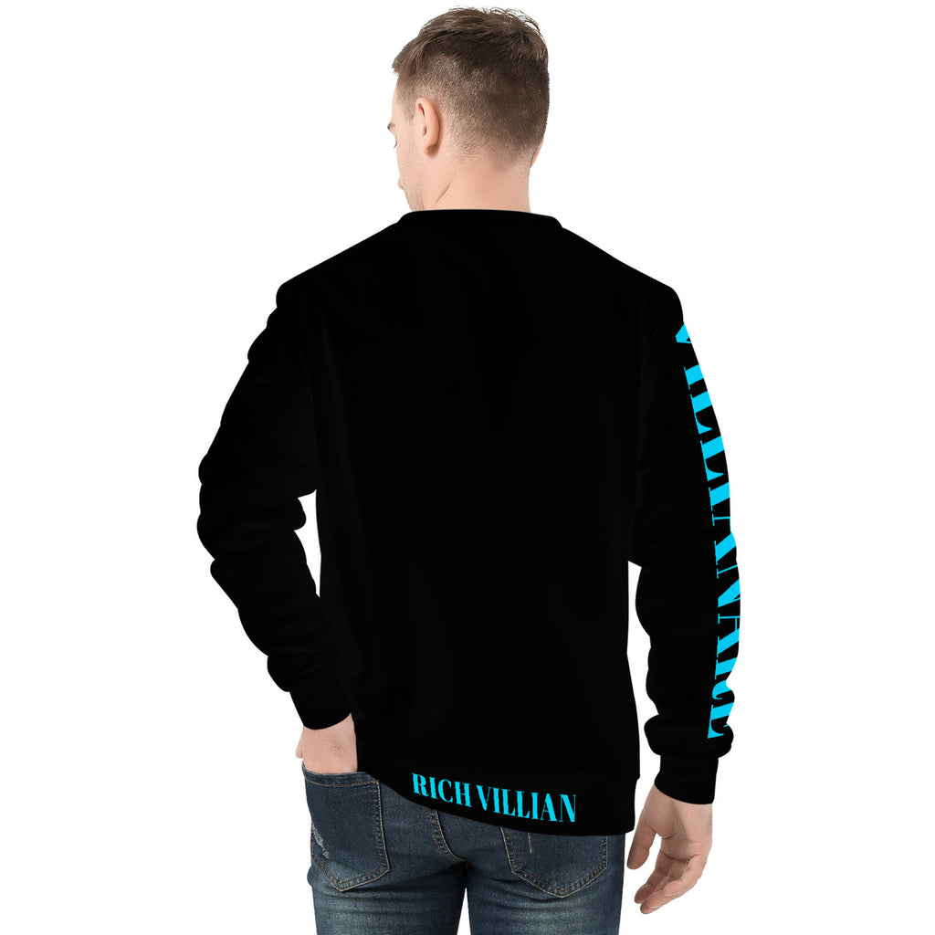 Villianare Men's Turquoise All Over Print Sweater