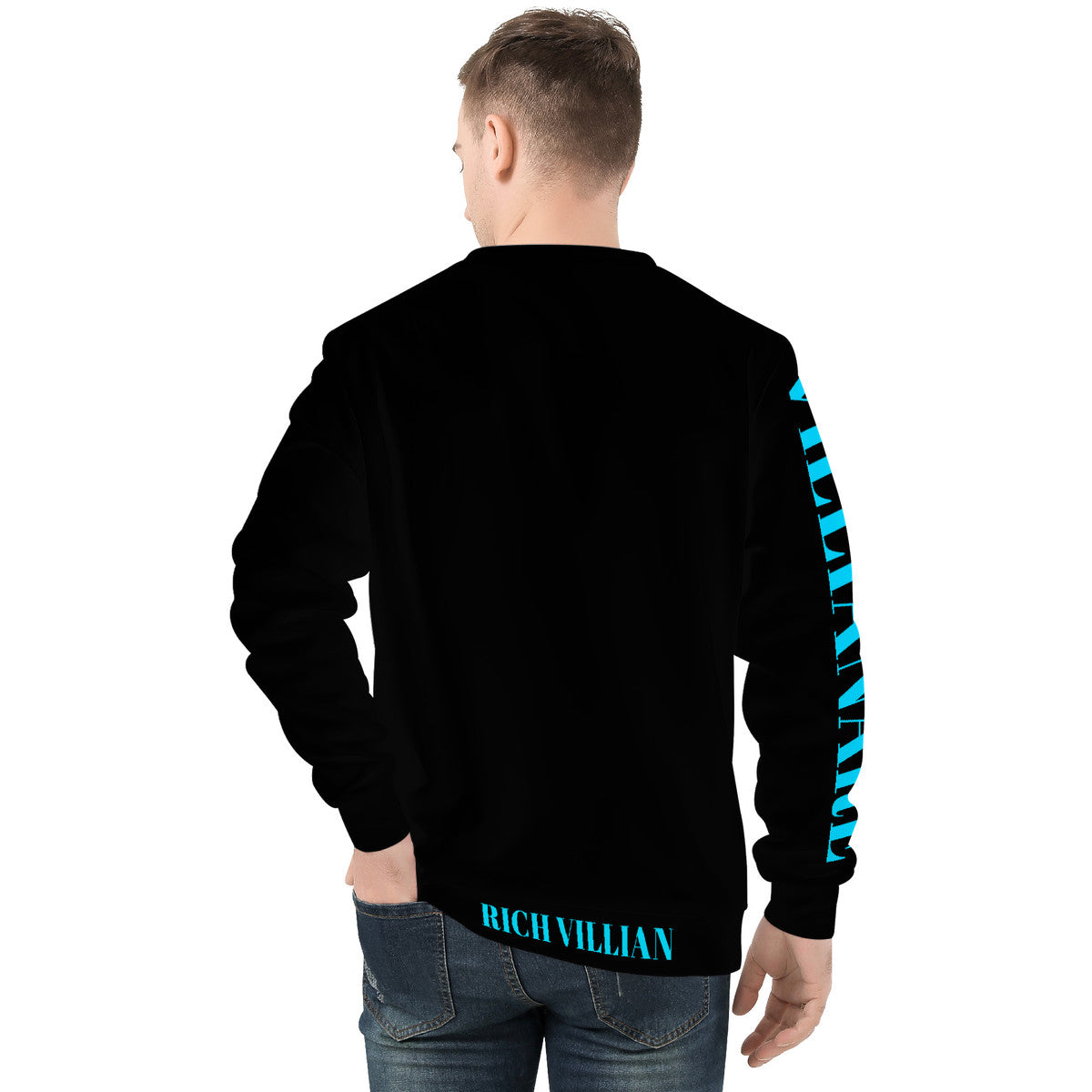 Villianare Men's Turquoise All Over Print Sweater