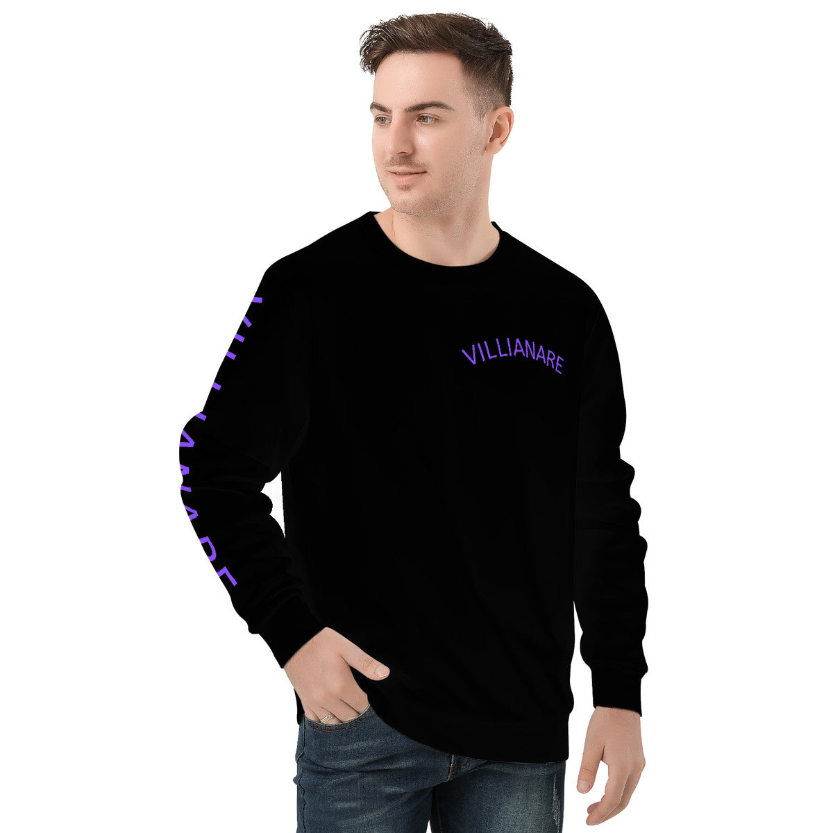VILLIANARE Men's All OverBLACK/PURPLE  Print Sweater
