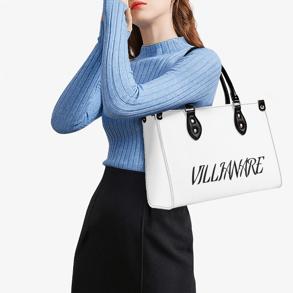 VILLIANARE WHITE  BLACK LETTER Women Leather Handbag