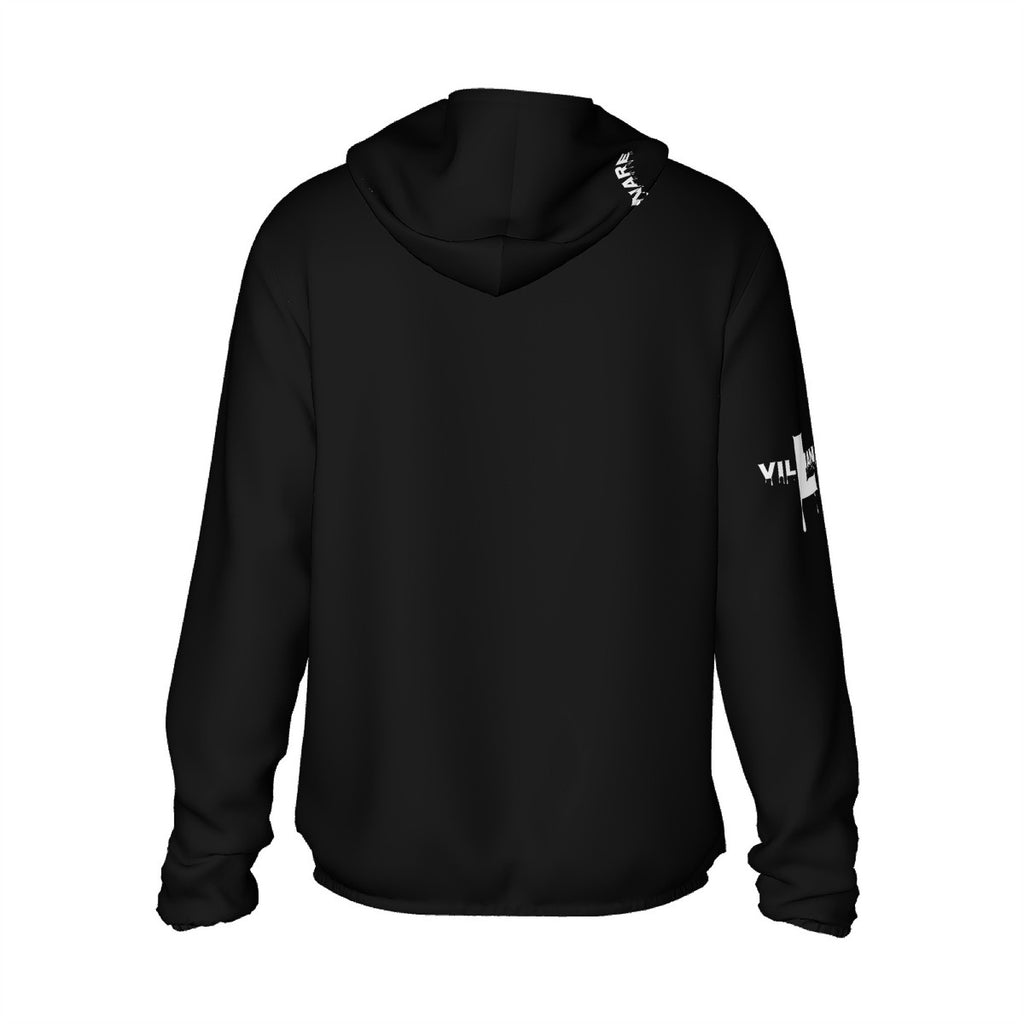 HC_F1 Sun ProtectiveVillianarer Black White Letter  Lightweight Zipper Hoodie